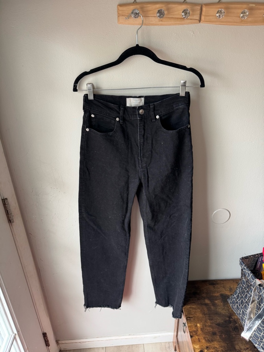 Everlane The Way-High Jean Black Organic Cotton Straight Leg 25 Long